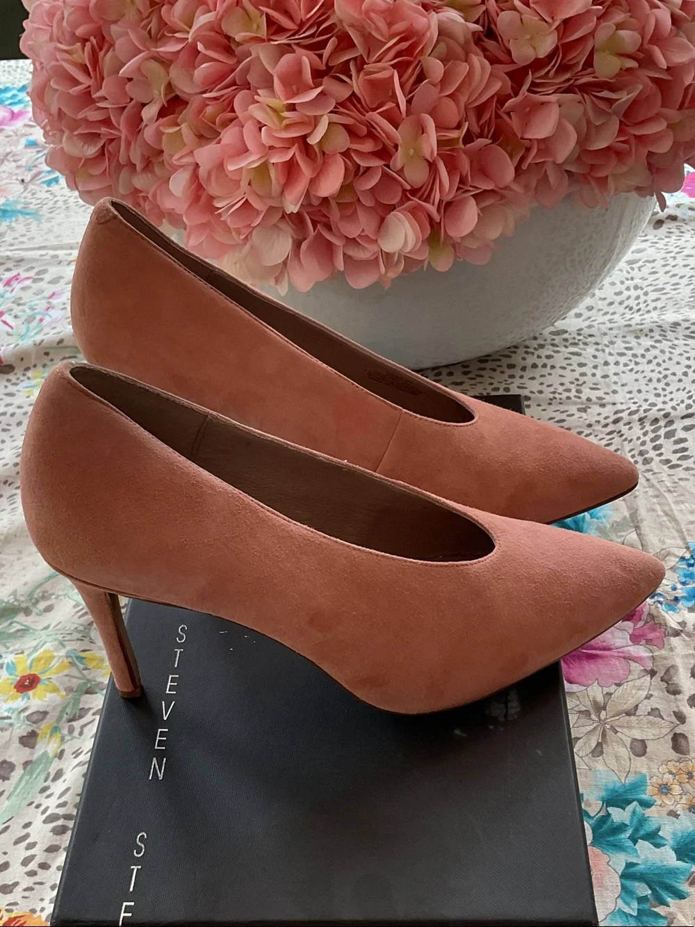 Steven By Steve Madden Aiken Pink Suede Pointed-Toe Heels